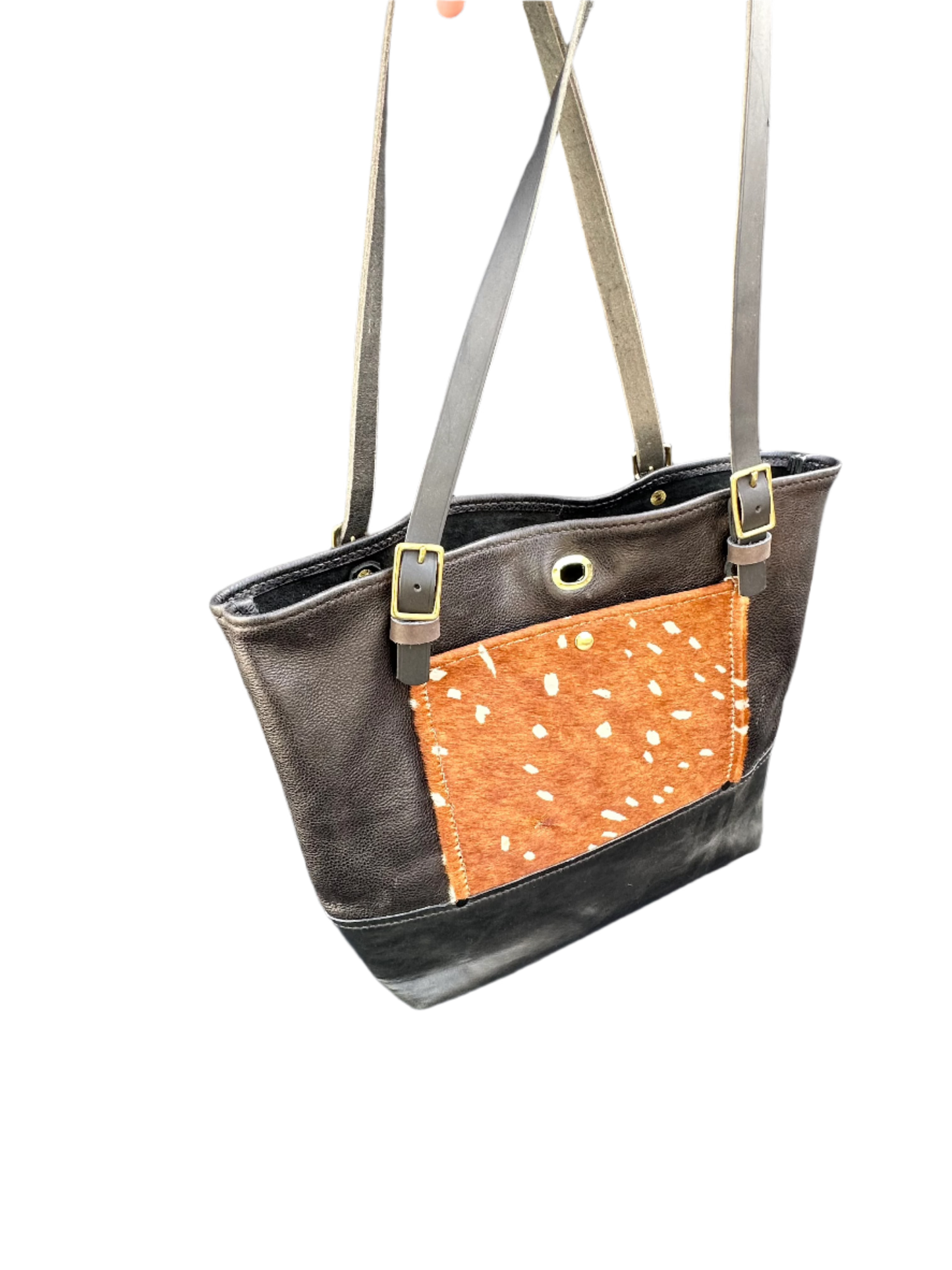 Leather Tote Bag - Axis Deer & Water Buffalo
